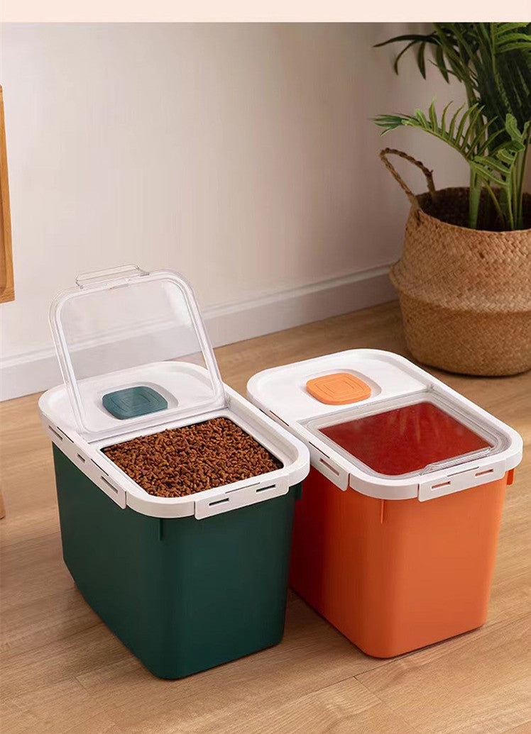 JMT-602442 Moisture-Proof Sealed Pet Food Storage Barrel - 12L Capacity, Available in Green, Orange, and White