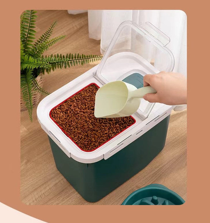 JMT-602442 Moisture-Proof Sealed Pet Food Storage Barrel - 12L Capacity, Available in Green, Orange, and White