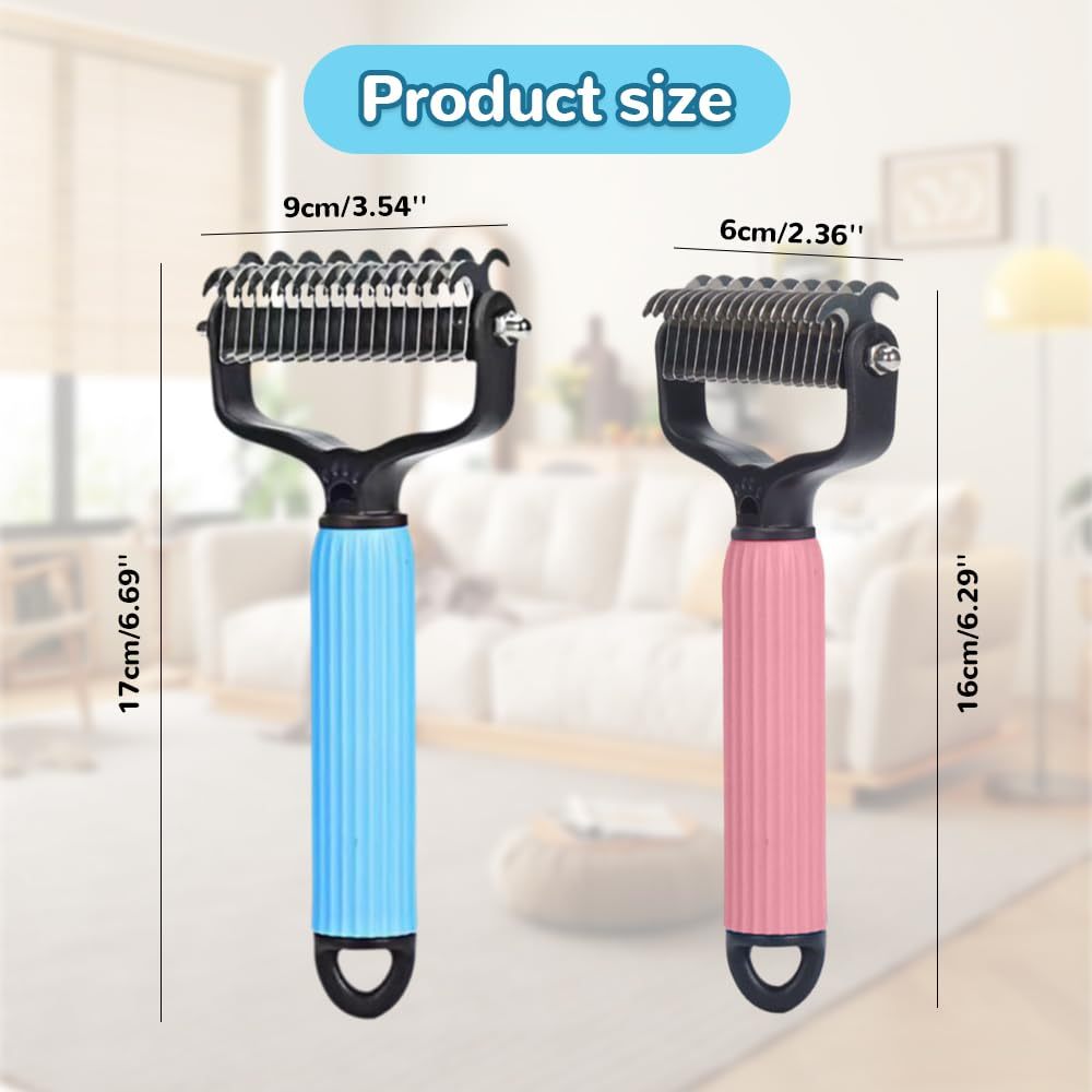 JMT-602506 Upgraded Dematting Comb for Dogs and Cats – Double-Sided Stainless Steel Grooming Brush for Detangling and Shedding