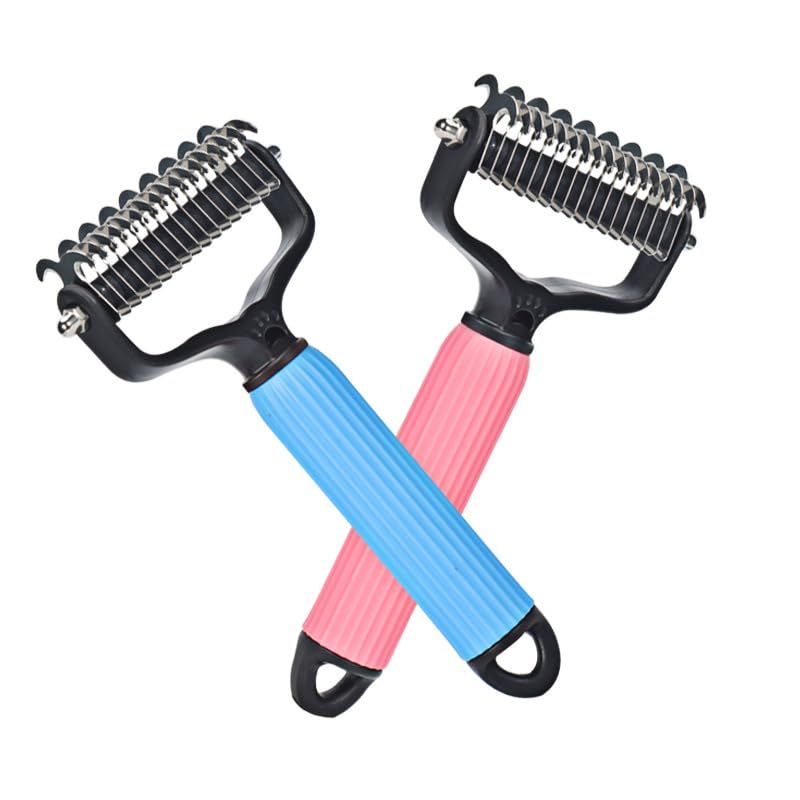 JMT-602506 Upgraded Dematting Comb for Dogs and Cats – Double-Sided Stainless Steel Grooming Brush for Detangling and Shedding