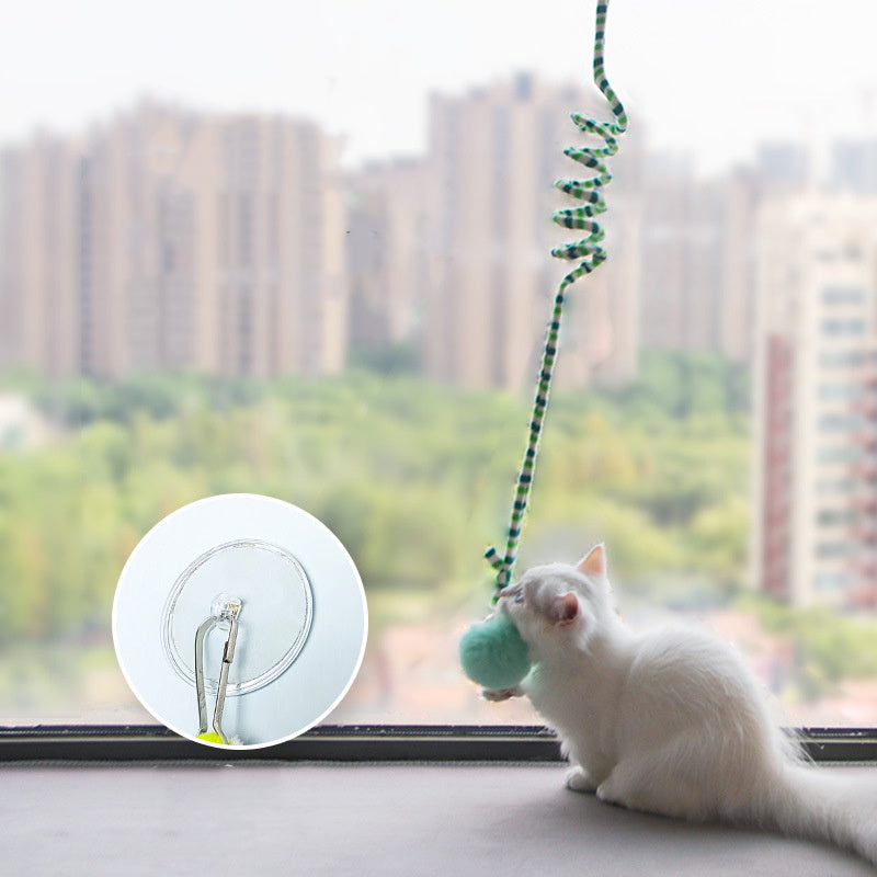 JMT-602570 Interactive Bell Stick and Inflatable Ball for Kittens with Suction Cup for Fun Playtime