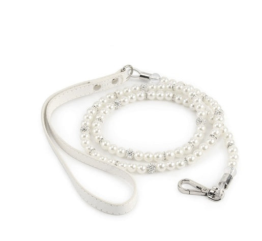 JMT-603082 Handmade Dog Pearl Collar and Wire Chain Set - Casual Style, Multiple Sizes Available