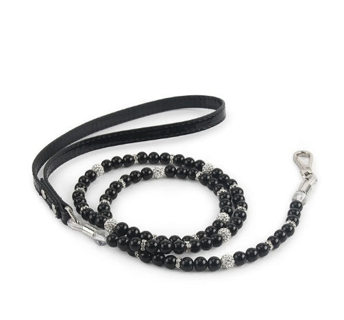 JMT-603082 Handmade Dog Pearl Collar and Wire Chain Set - Casual Style, Multiple Sizes Available