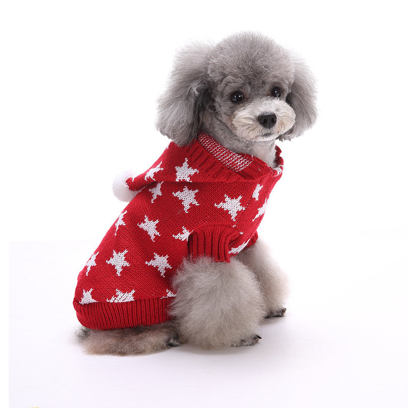 JMT-603338 Warm Soft Pet Sweater with Maple Leaf Design for Small and Medium Dogs - Autumn and Winter Wear