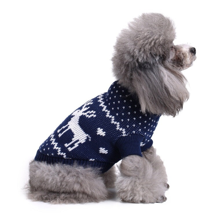 JMT-603338 Warm Soft Pet Sweater with Maple Leaf Design for Small and Medium Dogs - Autumn and Winter Wear