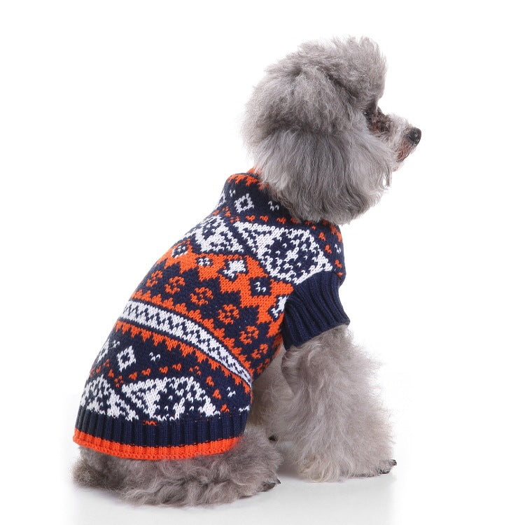 JMT-603338 Warm Soft Pet Sweater with Maple Leaf Design for Small and Medium Dogs - Autumn and Winter Wear