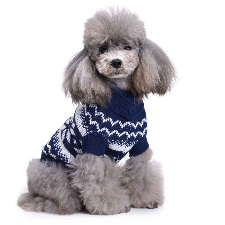 JMT-603338 Warm Soft Pet Sweater with Maple Leaf Design for Small and Medium Dogs - Autumn and Winter Wear