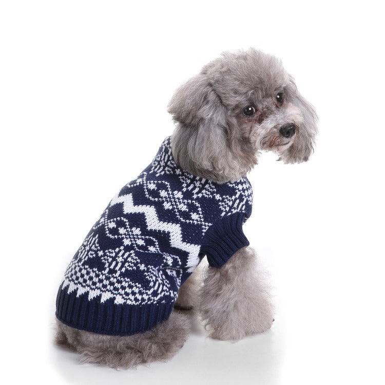 JMT-603338 Warm Soft Pet Sweater with Maple Leaf Design for Small and Medium Dogs - Autumn and Winter Wear