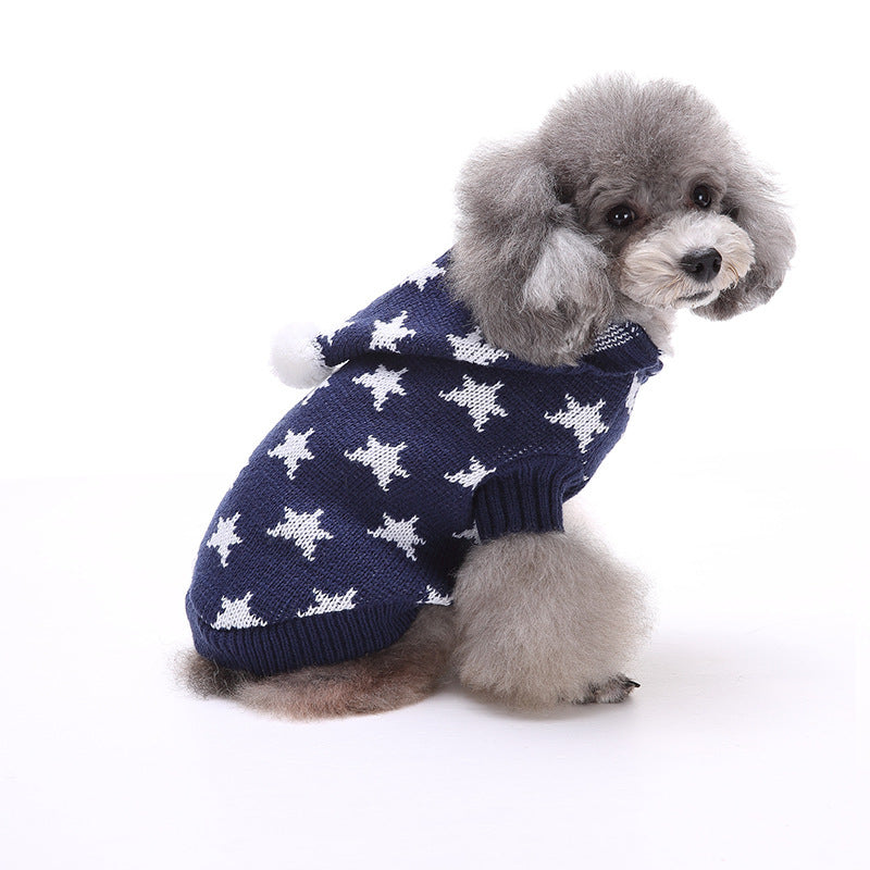 JMT-603338 Warm Soft Pet Sweater with Maple Leaf Design for Small and Medium Dogs - Autumn and Winter Wear