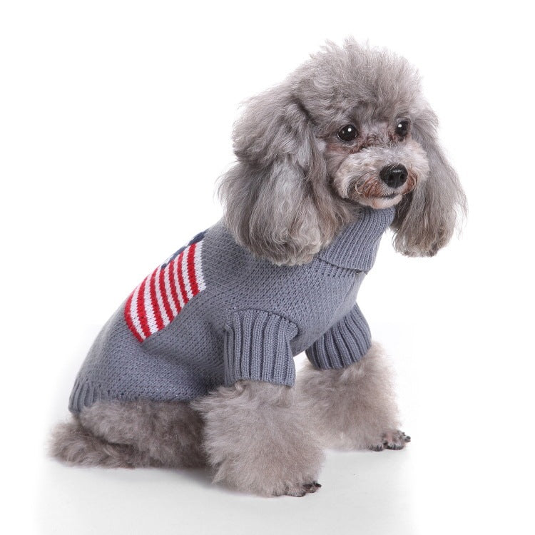 JMT-603338 Warm Soft Pet Sweater with Maple Leaf Design for Small and Medium Dogs - Autumn and Winter Wear