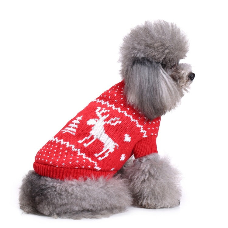 JMT-603338 Warm Soft Pet Sweater with Maple Leaf Design for Small and Medium Dogs - Autumn and Winter Wear