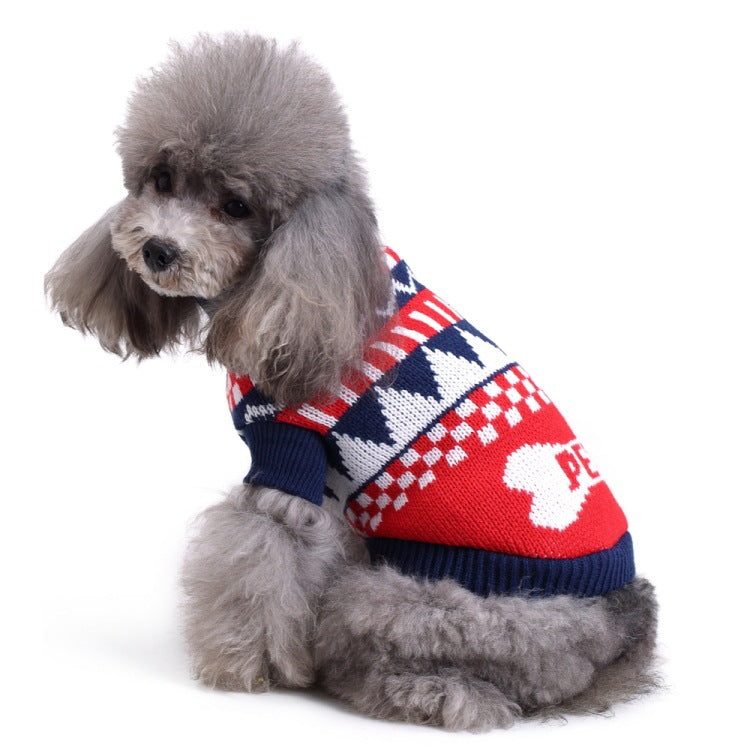 JMT-603338 Warm Soft Pet Sweater with Maple Leaf Design for Small and Medium Dogs - Autumn and Winter Wear