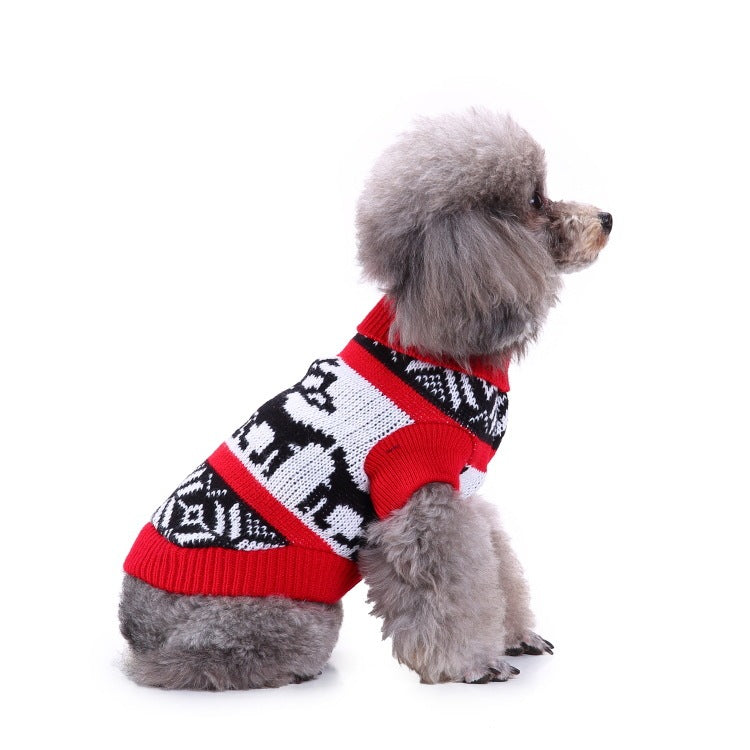 JMT-603338 Warm Soft Pet Sweater with Maple Leaf Design for Small and Medium Dogs - Autumn and Winter Wear