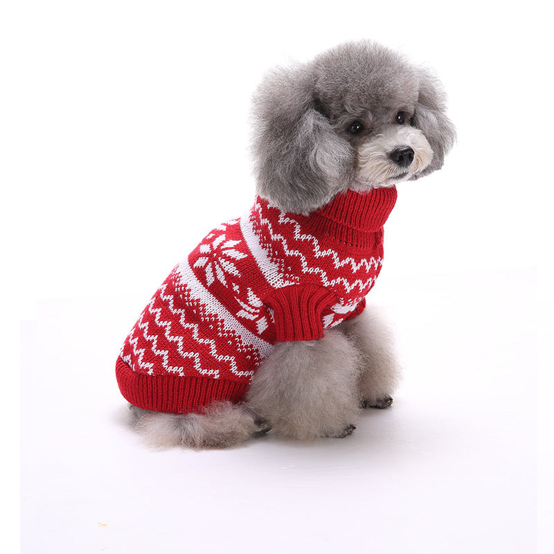 JMT-603338 Warm Soft Pet Sweater with Maple Leaf Design for Small and Medium Dogs - Autumn and Winter Wear