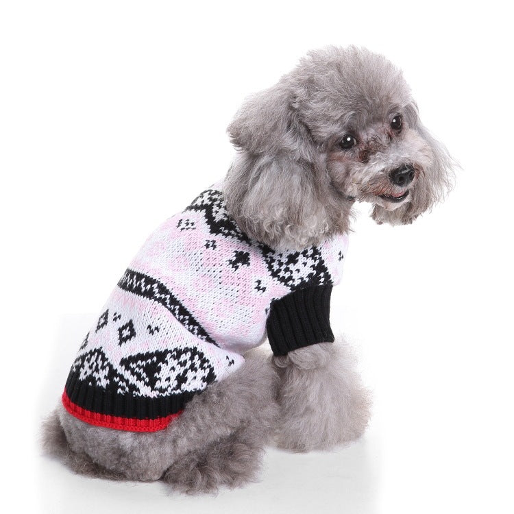 JMT-603338 Warm Soft Pet Sweater with Maple Leaf Design for Small and Medium Dogs - Autumn and Winter Wear