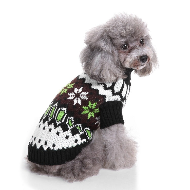 JMT-603338 Warm Soft Pet Sweater with Maple Leaf Design for Small and Medium Dogs - Autumn and Winter Wear