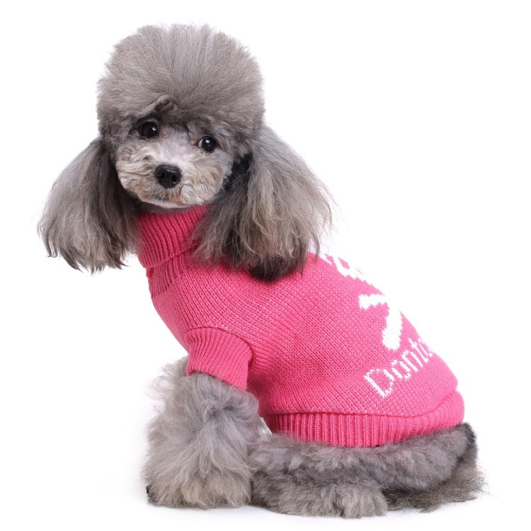 JMT-603338 Warm Soft Pet Sweater with Maple Leaf Design for Small and Medium Dogs - Autumn and Winter Wear