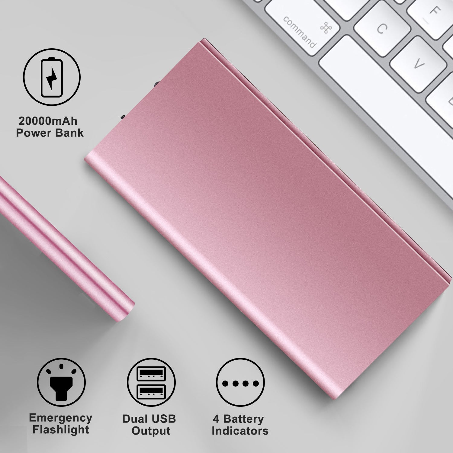 JMT-603594 20000mAh Ultra-Thin Power Bank with Dual USB Ports and Emergency Flashlight