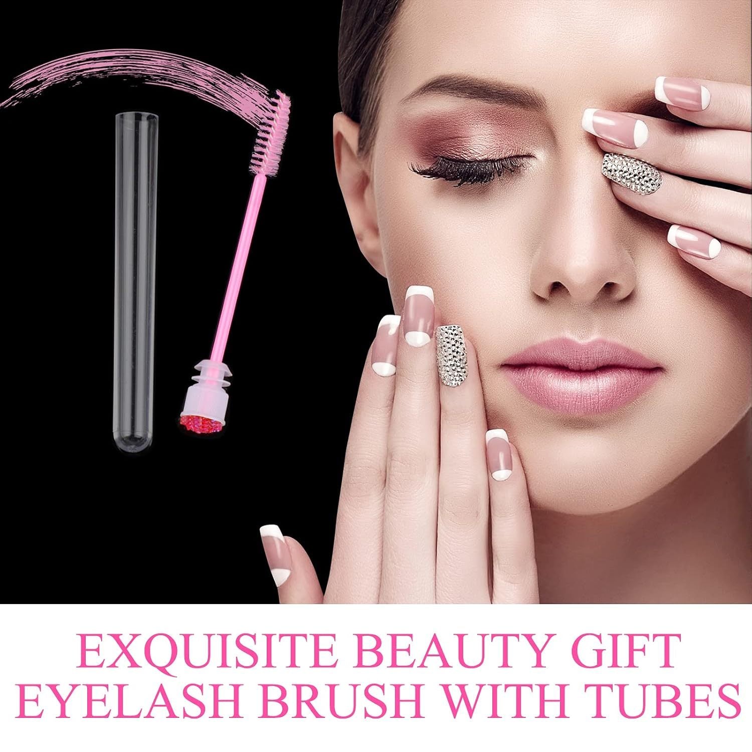 JMT-603850 Disposable Eyelash & Mascara Brushes with Tubes - Spiral Shaped Spoolie Wands for Makeup & Cleaning - 10 Pcs in 4 Colors