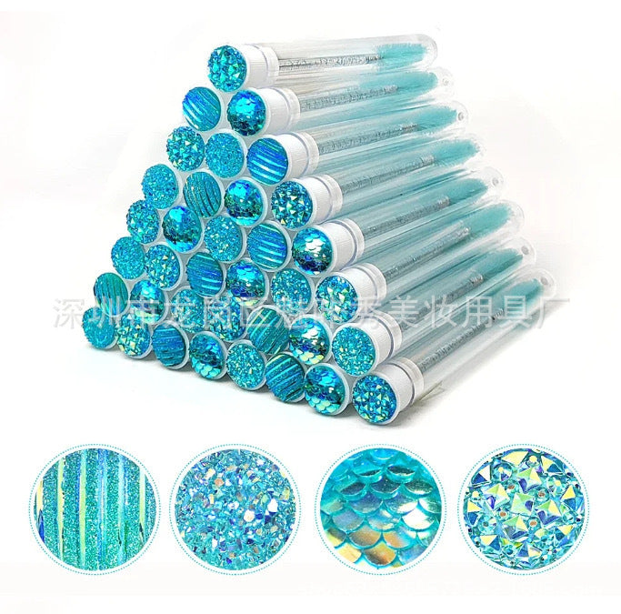 JMT-603850 Disposable Eyelash & Mascara Brushes with Tubes - Spiral Shaped Spoolie Wands for Makeup & Cleaning - 10 Pcs in 4 Colors