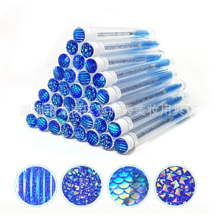 JMT-603850 Disposable Eyelash & Mascara Brushes with Tubes - Spiral Shaped Spoolie Wands for Makeup & Cleaning - 10 Pcs in 4 Colors