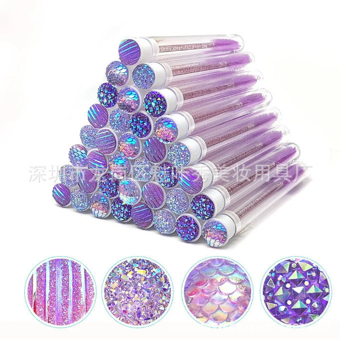 JMT-603850 Disposable Eyelash & Mascara Brushes with Tubes - Spiral Shaped Spoolie Wands for Makeup & Cleaning - 10 Pcs in 4 Colors