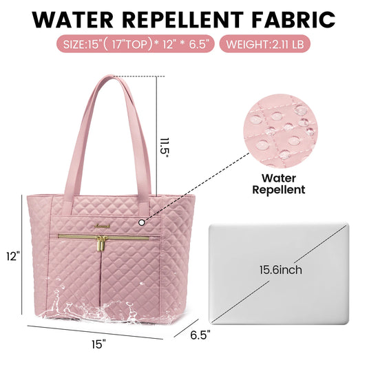 JMT-604554 Quilted Laptop Tote Bag Set with Clutch Purse and Stylish Shoulder Bags for Work or Travel