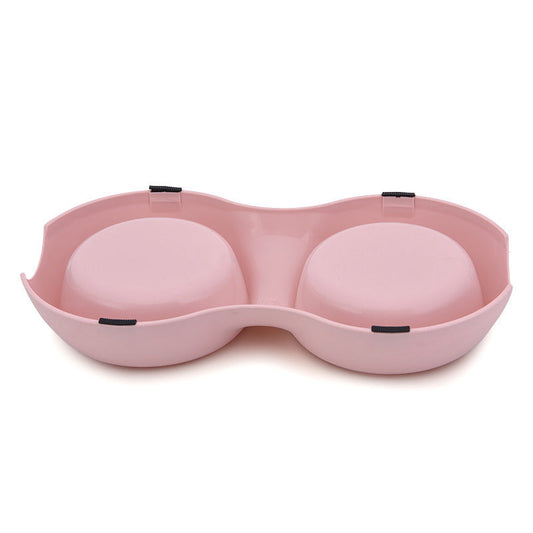 JMT-604746 Round Double Bowl for Pet Water - Durable Plastic and Stainless Steel, Easy to Clean