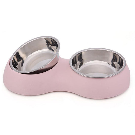JMT-604746 Round Double Bowl for Pet Water - Durable Plastic and Stainless Steel, Easy to Clean