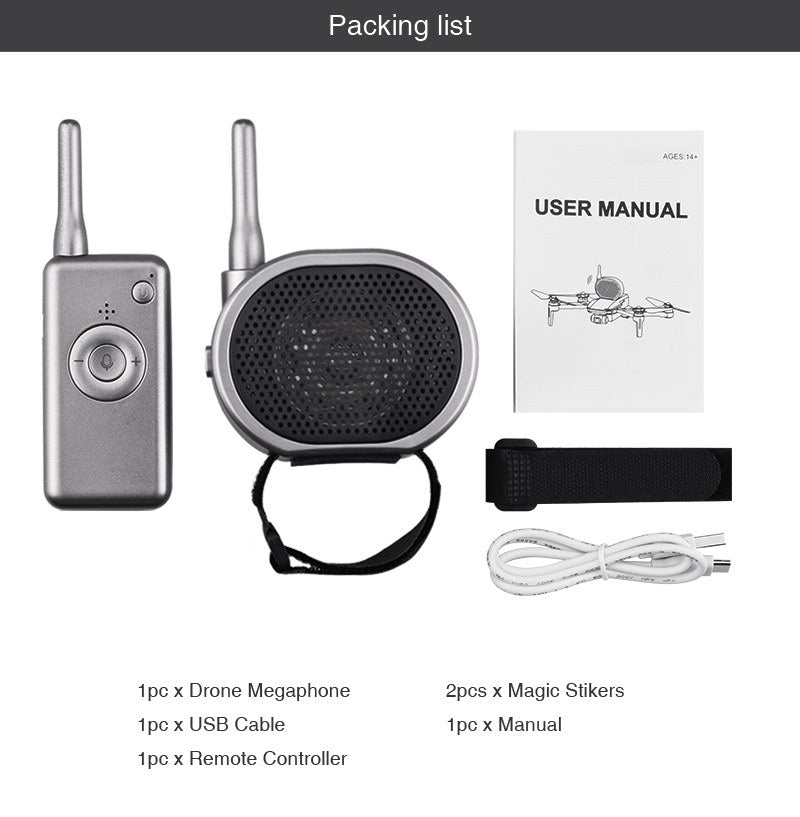JMT-605066 Compact Remote-Controlled Megaphone with Built-In Lithium Battery for UAV Accessories