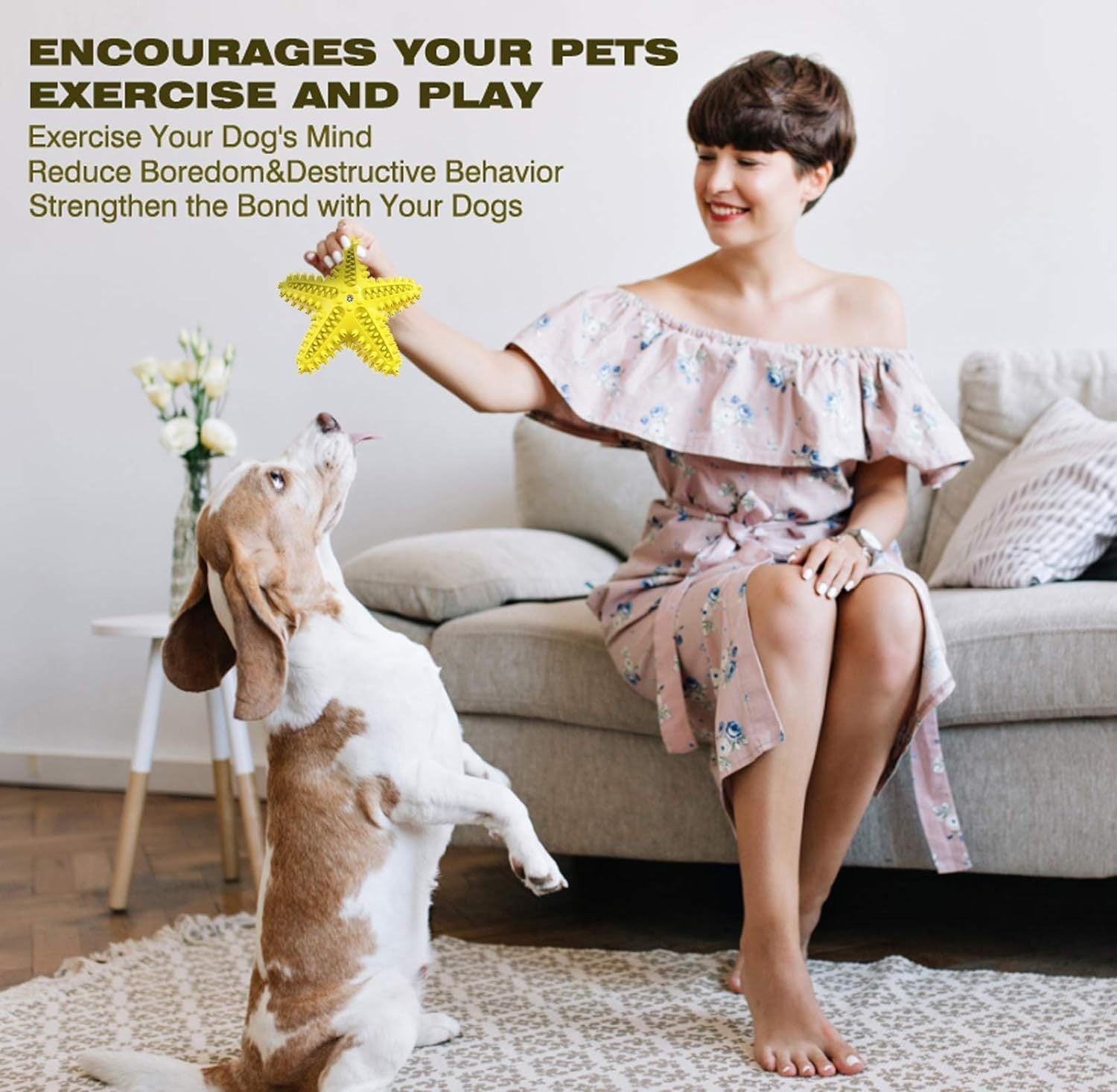 JMT-605706 Natural Toothbrush for Small and Medium Dogs - Starfish Design for Effective Teeth Cleaning