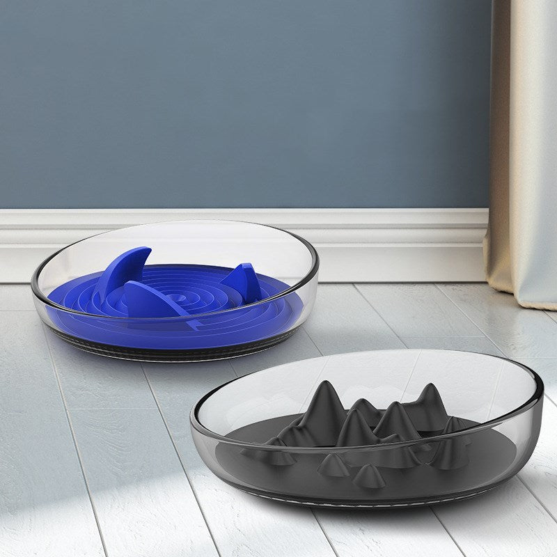 JMT-605898 Silicone Slow Feed Pet Bowl with AS Plastic Holder and TPR Silicone Base