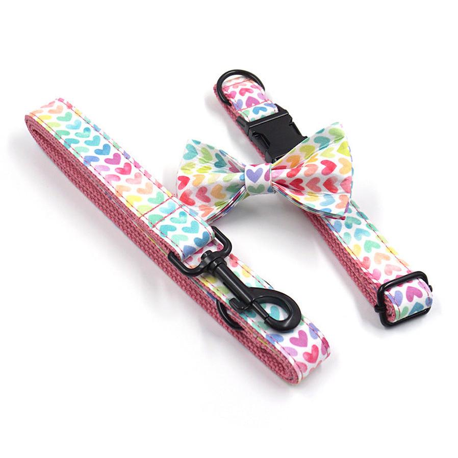 JMT-606218 Pink Polyester Pet Collar and Traction Rope Set