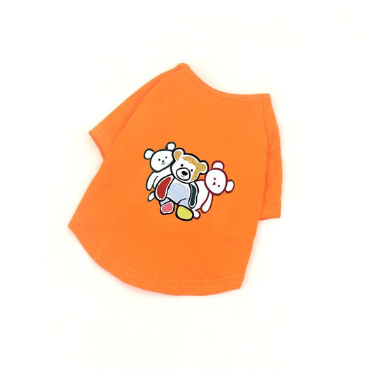 JMT-606346 Cute Cotton Short Sleeve Pet T-shirt featuring Adorable Three Bears Design in Various Colors