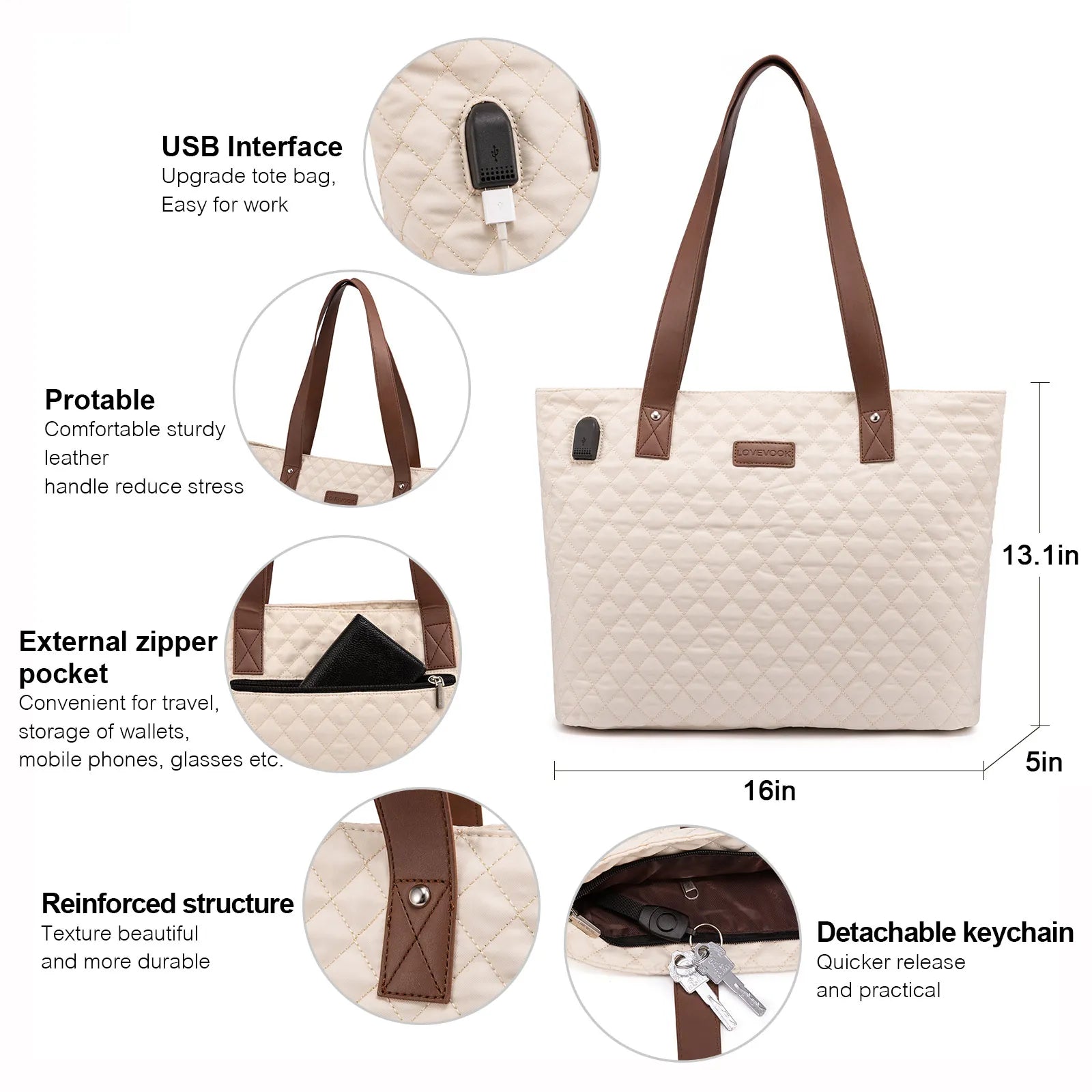 JMT-606602 Multifunctional Oxford Shoulder Bags Set for 15.6in Laptop - Stylish Women's Tote Handbags