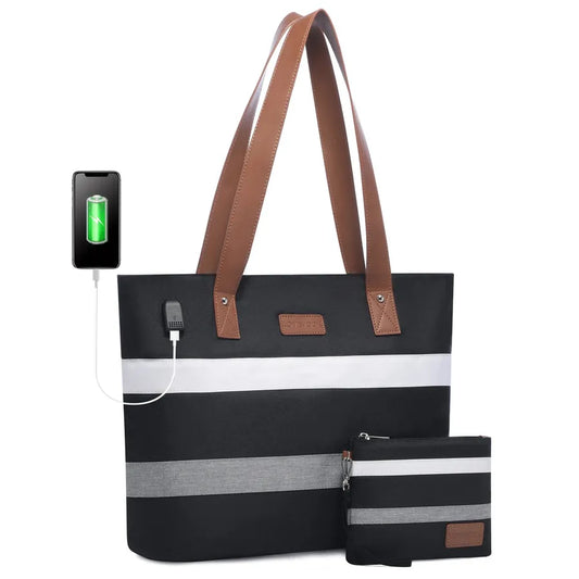 JMT-606602 Multifunctional Oxford Shoulder Bags Set for 15.6in Laptop - Stylish Women's Tote Handbags