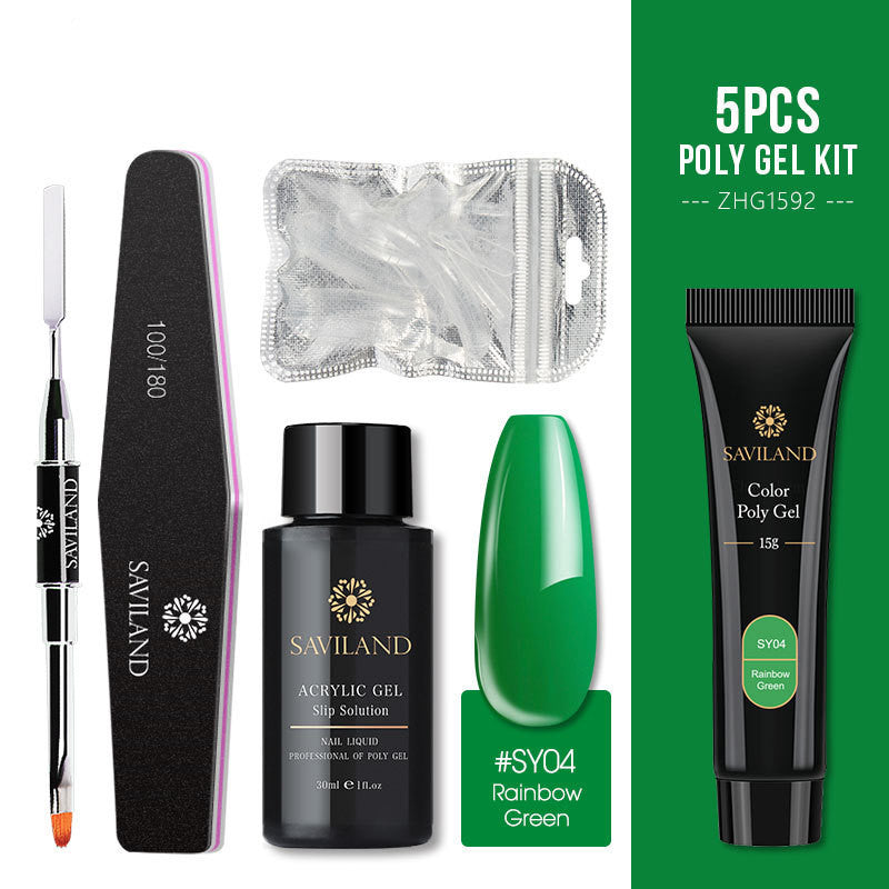 JMT-607178 5 Piece Soft Rainbow Poly Gel Nail Kit with UV/LED Cure