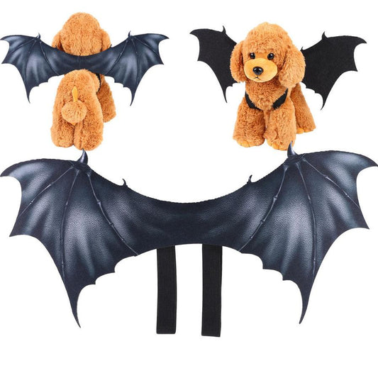 JMT-607498 Halloween Ghost Pet Wings Costume for Dogs and Cats - Black Fabric, Available in Large, Medium, Small Sizes