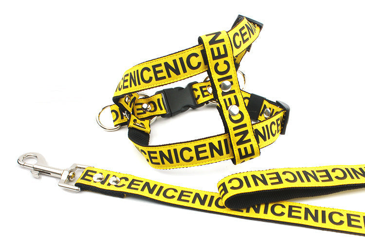 JMT-607690 Durable Nylon Dog Leash and Collar Set - Adjustable Sizes Available in Black, Red, and Yellow