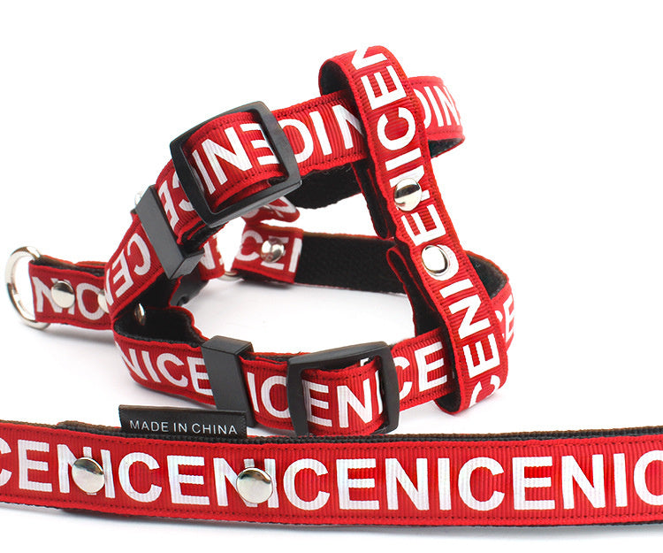 JMT-607690 Durable Nylon Dog Leash and Collar Set - Adjustable Sizes Available in Black, Red, and Yellow