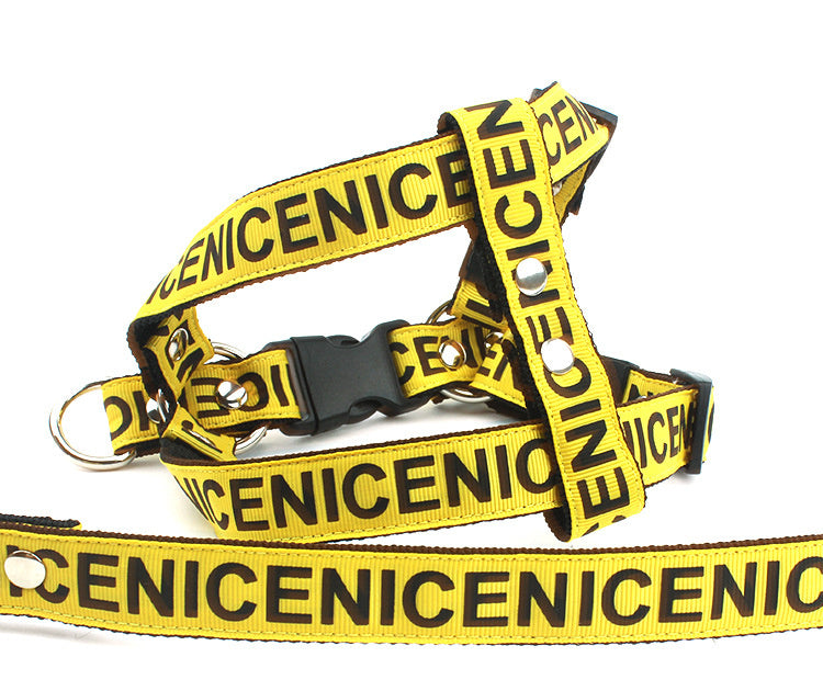 JMT-607690 Durable Nylon Dog Leash and Collar Set - Adjustable Sizes Available in Black, Red, and Yellow