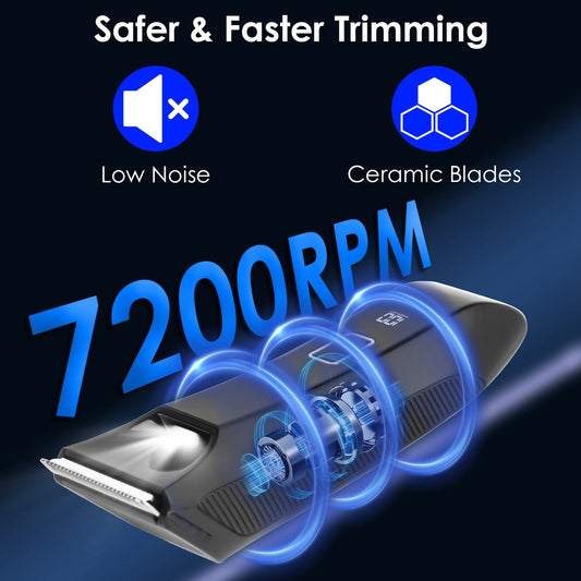 JMT-608010 2 In 1 Cordless Electric Body Trimmer for Men with LED Light and Digital Display, IPX7 Waterproof Razor for Beard, Groin, and Body Hair