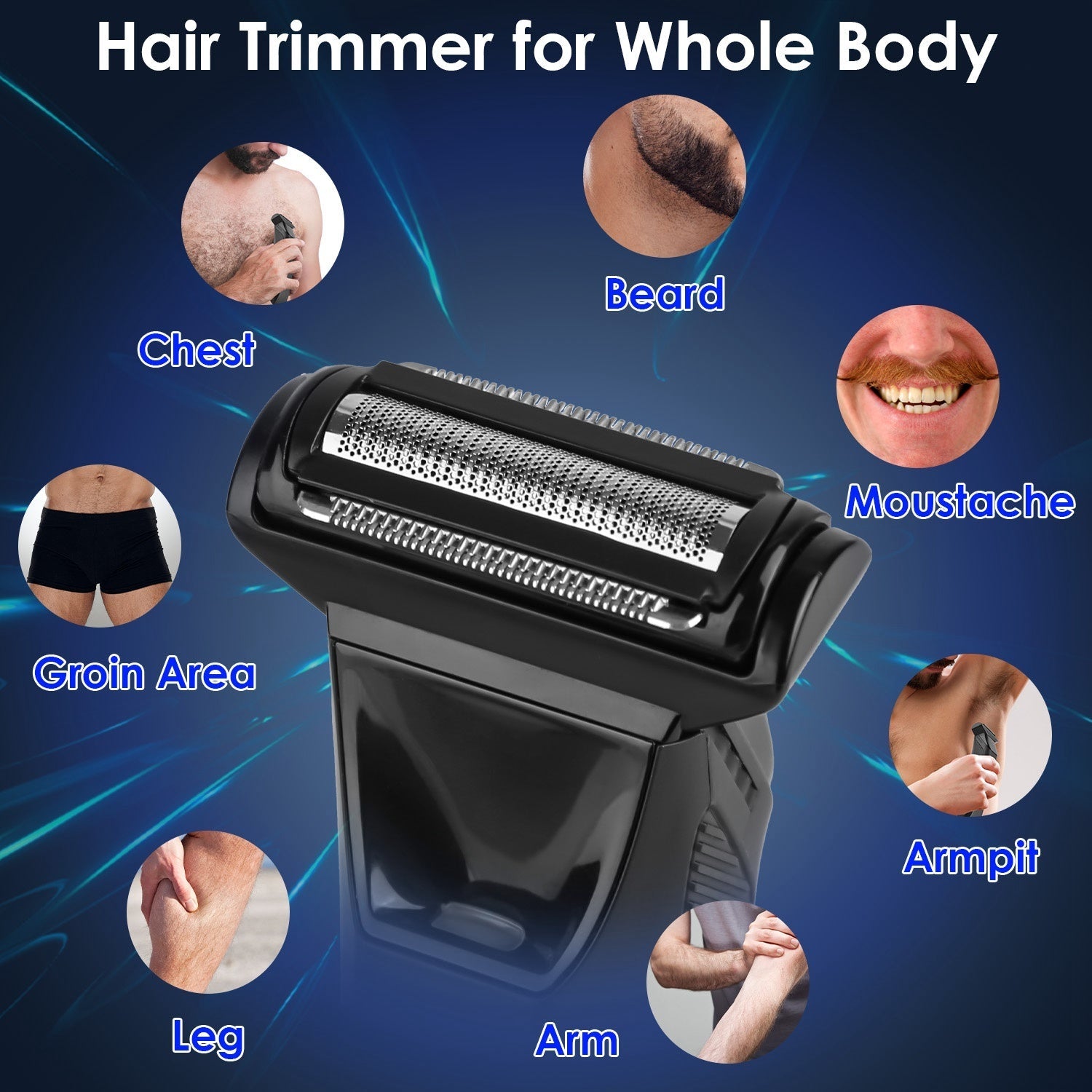 JMT-608010 2 In 1 Cordless Electric Body Trimmer for Men with LED Light and Digital Display, IPX7 Waterproof Razor for Beard, Groin, and Body Hair