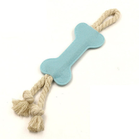 JMT-608010 Interactive Felt Bone Shaped Dog Toy - Bite Resistant Rope Knot Puzzle for Training - 16x7 cm, 41g