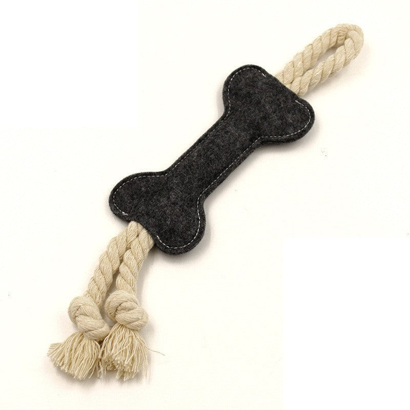 JMT-608010 Interactive Felt Bone Shaped Dog Toy - Bite Resistant Rope Knot Puzzle for Training - 16x7 cm, 41g