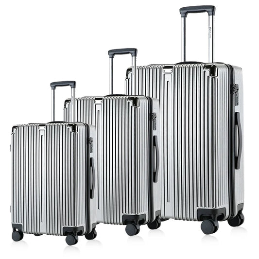 JMT-608074 Emerald Green 3-Piece Leather Luggage Set - 20 Inch Carry-On Suitcase with Extra Large Wheels