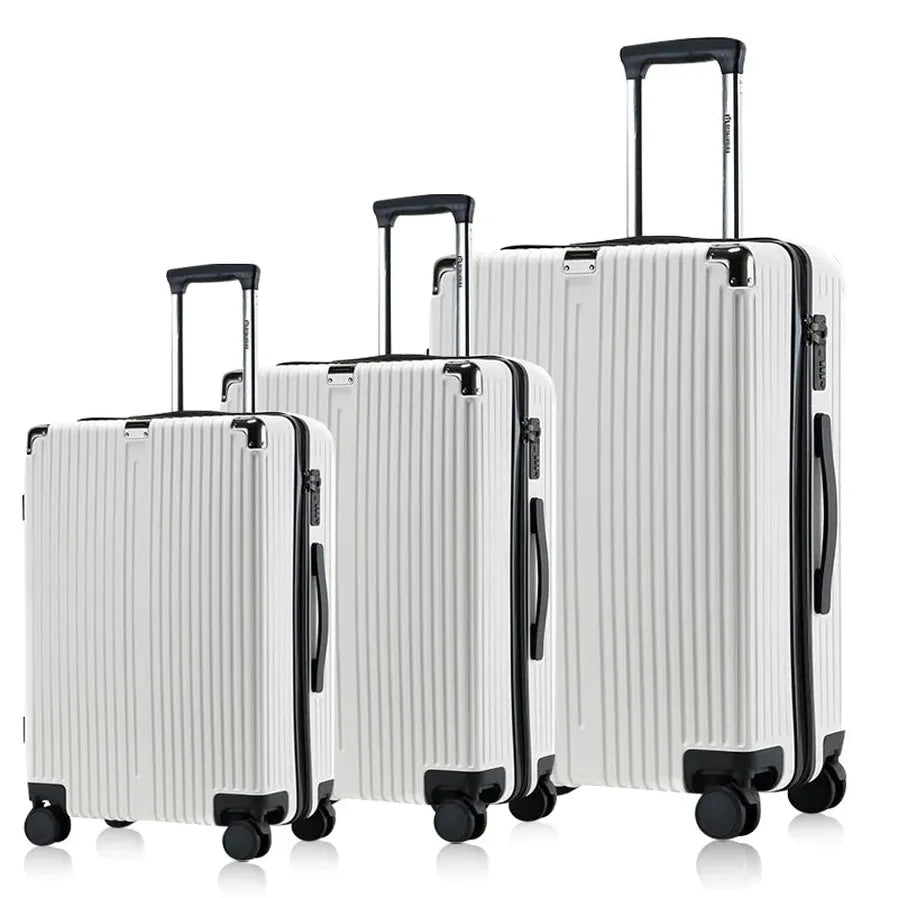 JMT-608074 Emerald Green 3-Piece Leather Luggage Set - 20 Inch Carry-On Suitcase with Extra Large Wheels