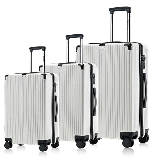 JMT-608074 Emerald Green 3-Piece Leather Luggage Set - 20 Inch Carry-On Suitcase with Extra Large Wheels
