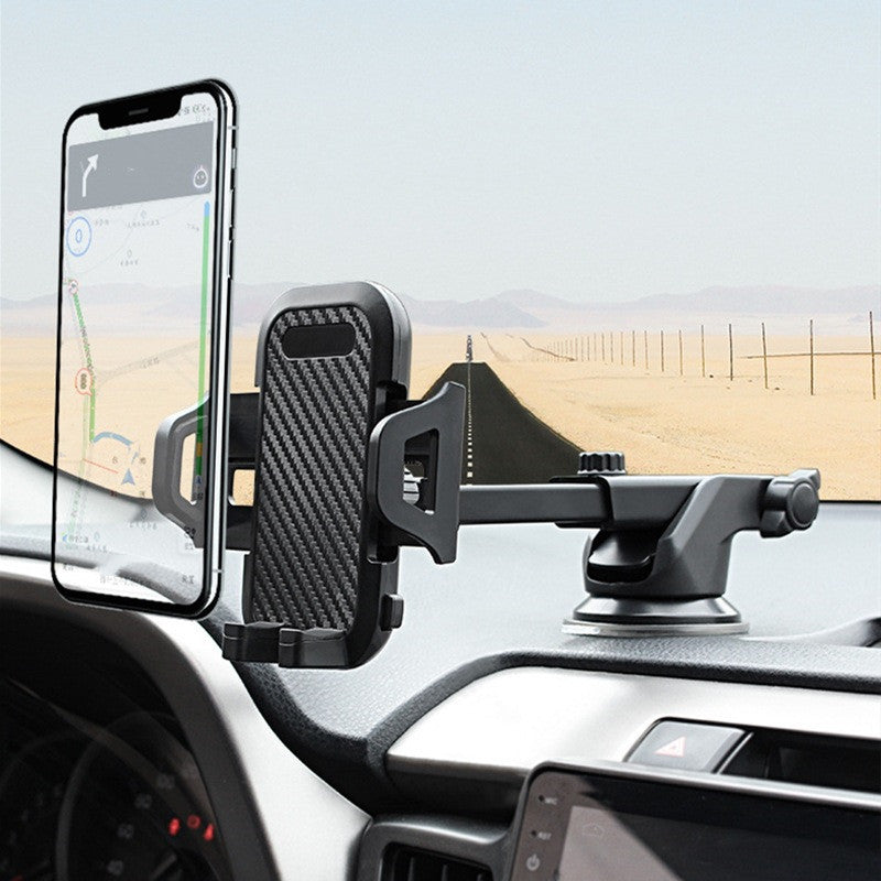 JMT-609034 Carbon Fiber Texture Suction Cup Phone Holder for Cars and Desktops