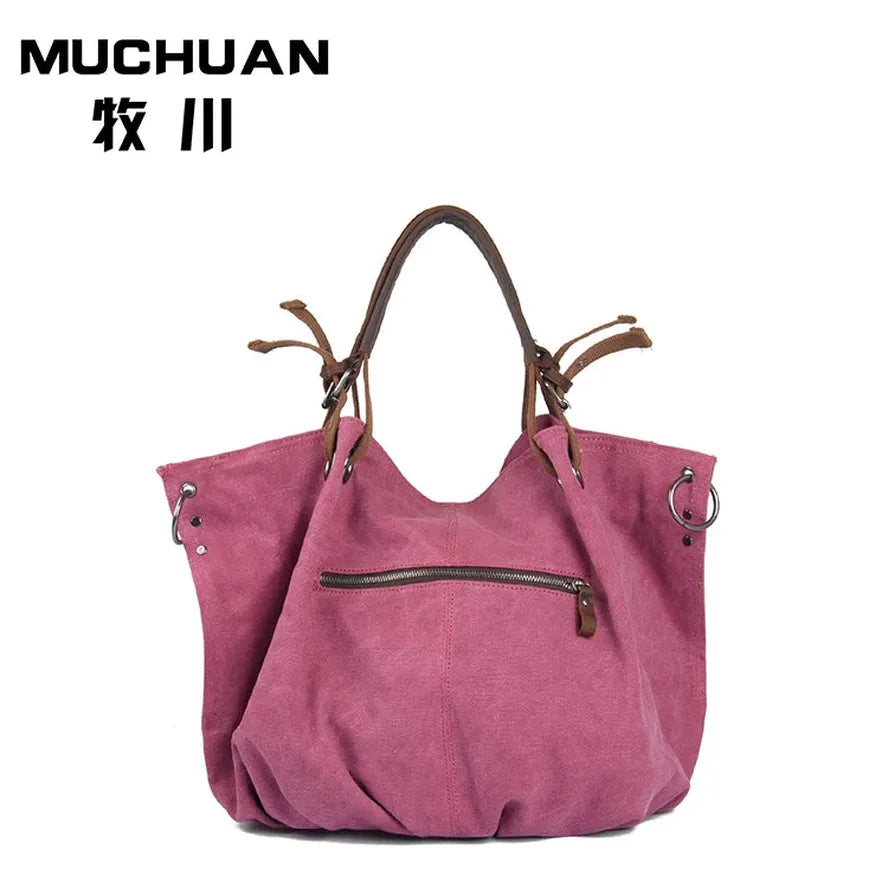 JMT-609866 Eco-Friendly Cotton Canvas Tote Handbag for Women - Size 32cm x 12cm x 38cm